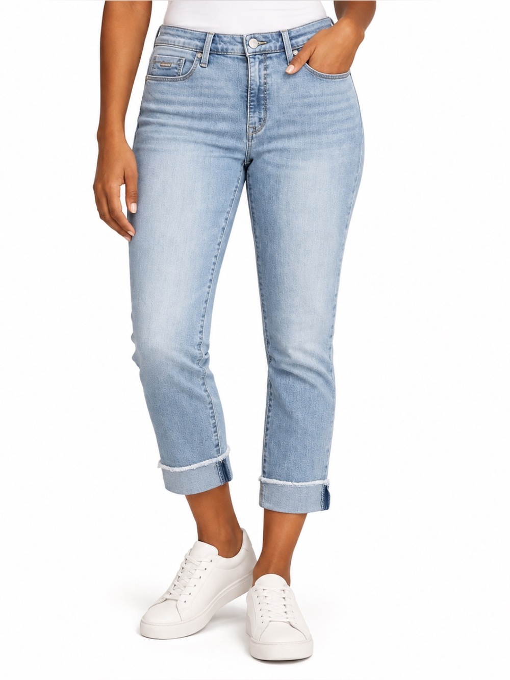 NINE WEST Gramercy Crop Light Wash Slim Fit Fray Cuff Jeans NWT Size 8